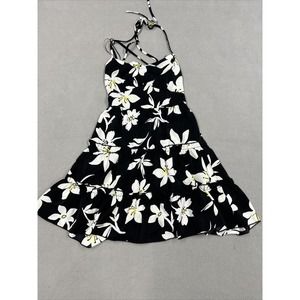 Hyfve Dress Womens Size Small Black White Yellow Flowers Ruffles Summer Sun Cute